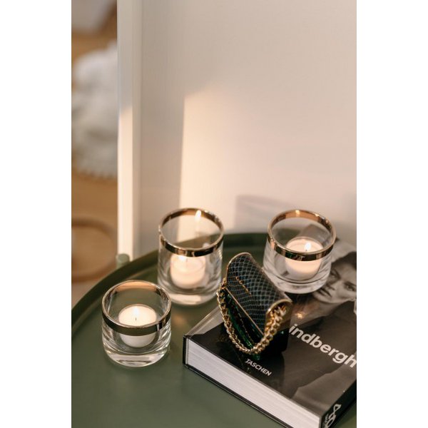 EDZARD lantaarn Molly, mondgeblazen kristalglas met platina rand, hoogte 8 cm, diameter 7 cm