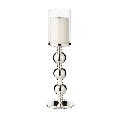 EDZARD kandelaar kandelaar Bamboe, elegant verzilverd, aanslagvrij, met glas, hoogte 43 cm