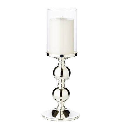 EDZARD kandelaar kandelaar Bamboe, elegant verzilverd, aanslagvrij, met glas, hoogte 35,5 cm