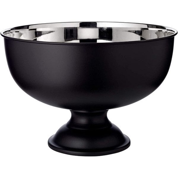 EDZARD champagnekoeler Pearl, hoogte 25 cm, ø 36 cm, buitenkant mat zwart, binnenkant hoogglans gepolijst roestvrij staal