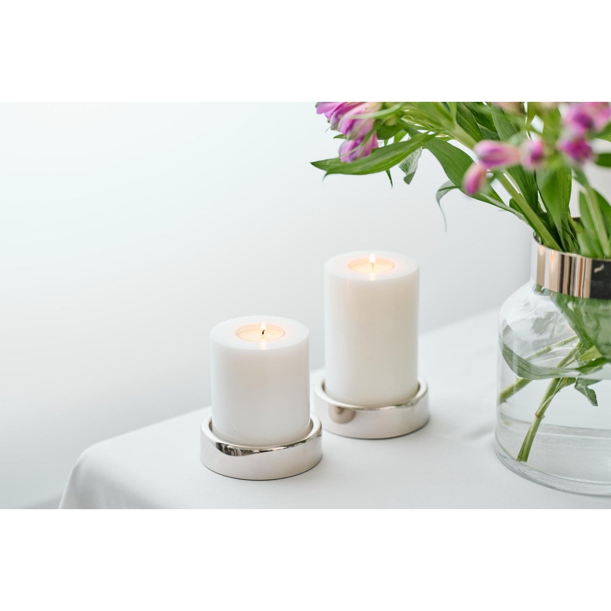EDZARD EDZARD set van 2 kandelaars Sanremo, edel verzilverd, aanslagbestendig, ø 10 cm, voor stompkaarsen