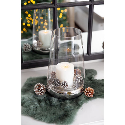 EDZARD lantaarnkaars glas Bora, glas en keramiek, hoogte 28 cm
