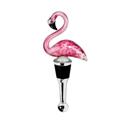 EDZARD Flamingo flessenstop (hoogte 13 cm) voor champagne, wijn en mousserende wijn, in de stijl van traditionele glaskunst, handgemaakt