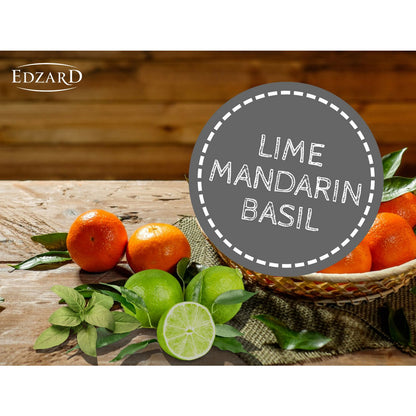 EDZARD set van 2 limoen, vegan geurkaars in glas, limoen, basilicum & mandarijn, hoogte 7 cm