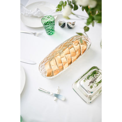EDZARD basket broodmand baguette, lang, smal, verzilverd, aanslagbestendig, 13 x 34 cm