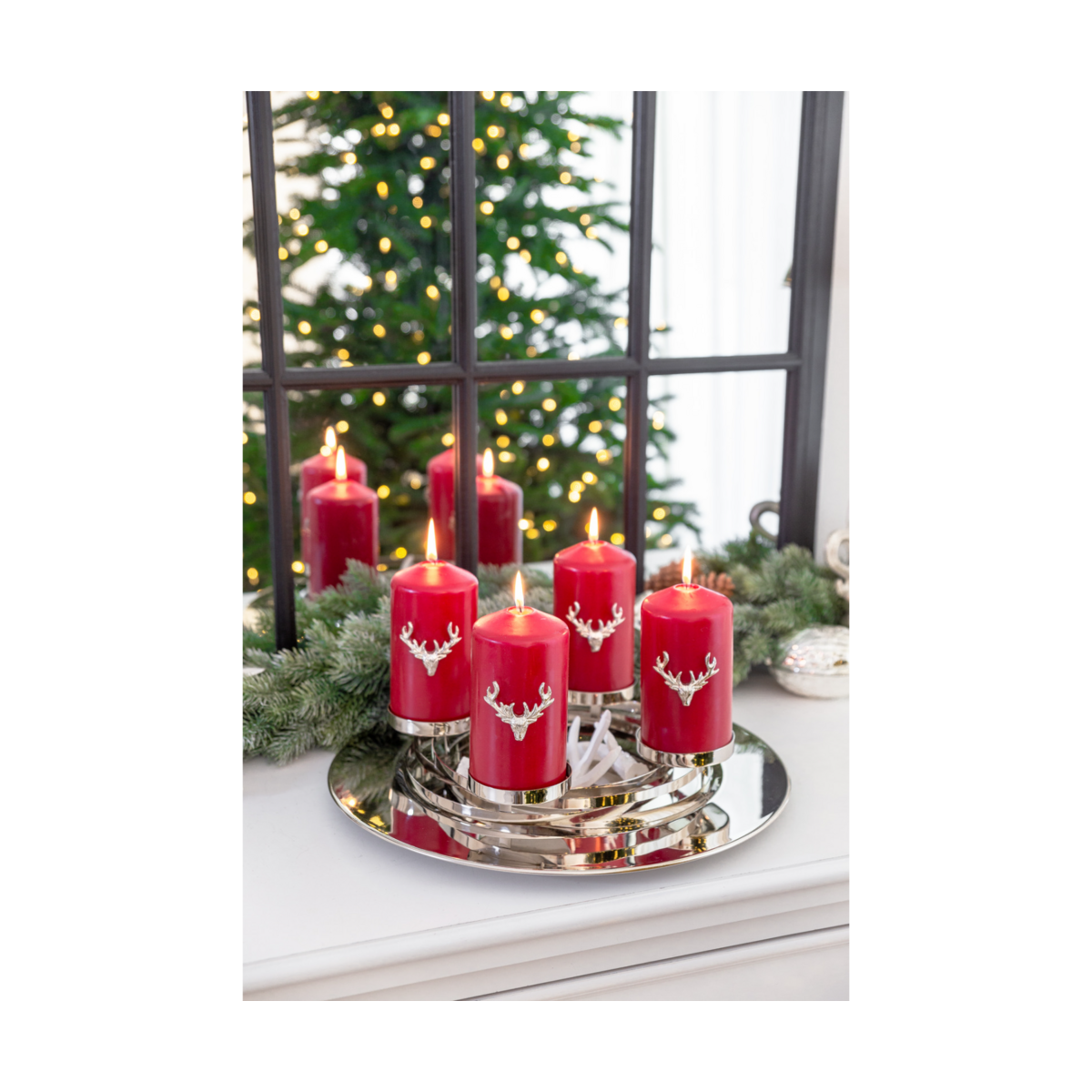 EDZARD set van 3 kandelaars elanden kandelaar, vernikkeld aluminium, hoogte 4,5 cm
