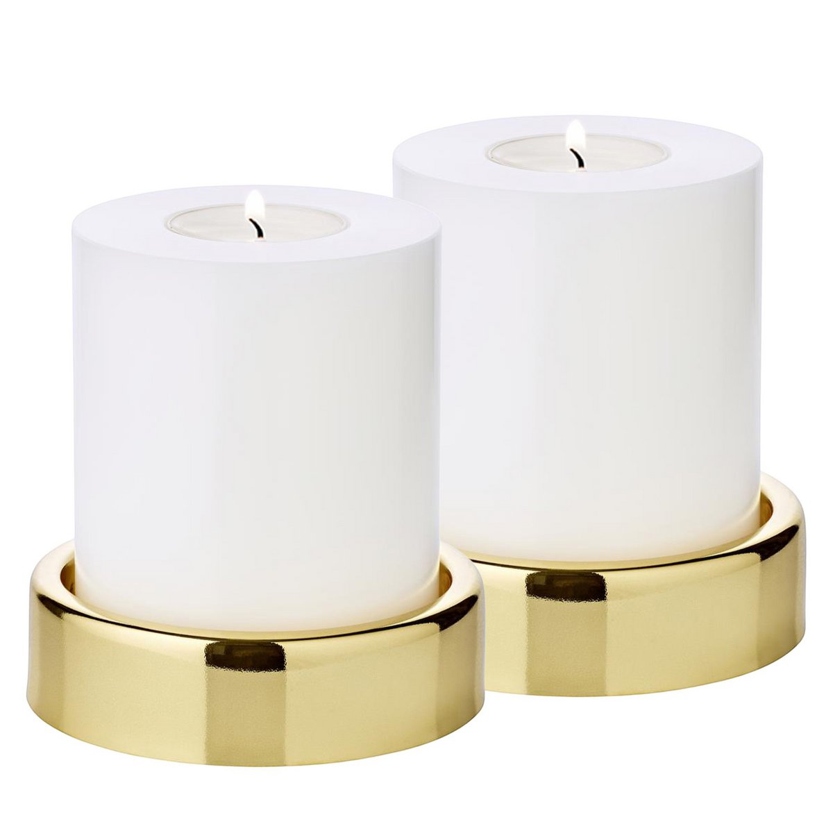 EDZARD set van 2 kandelaars Sanremo goud, elegant vernikkeld, ø 10 cm, voor stompkaarsen