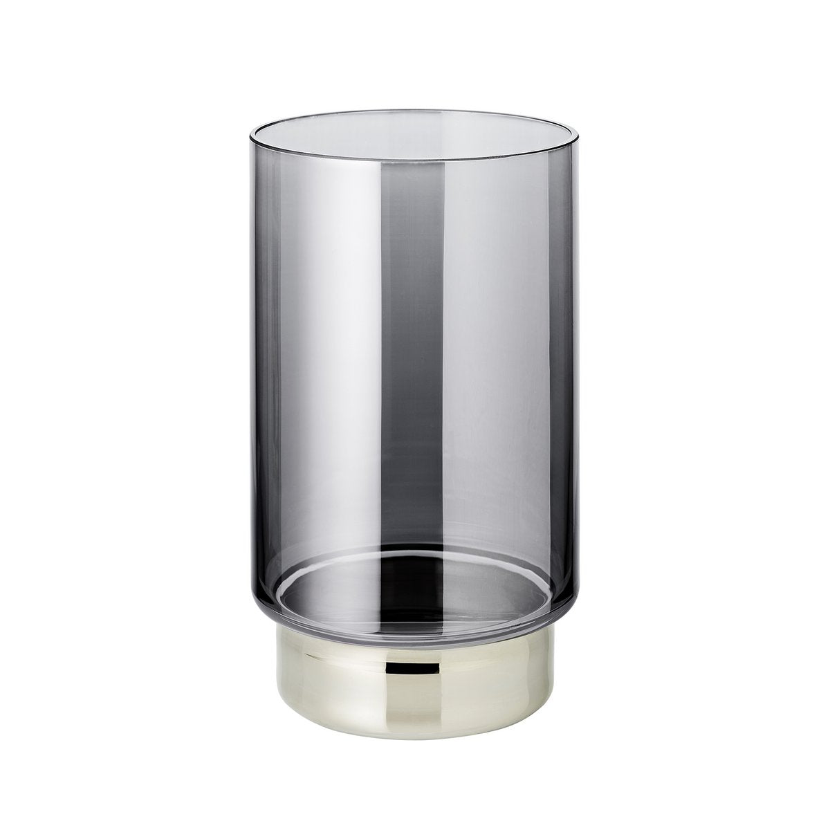 Lantaarn Isla (H 21 cm), handgeblazen donker kristalglas met platina rand
