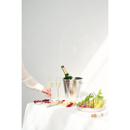 EDZARD champagnekoeler Valencia, hoogglans gepolijst roestvrij staal, dubbelwandig, buiten gehamerd, hoogte 23 cm, ø 22 cm