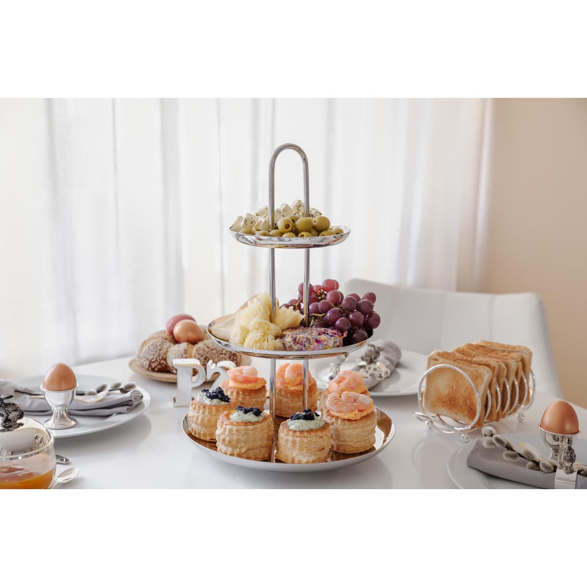 EDZARD toasthouder toastschijfhouder String, voor 6 sneetjes, edel verzilverd, lengte 22 cm
