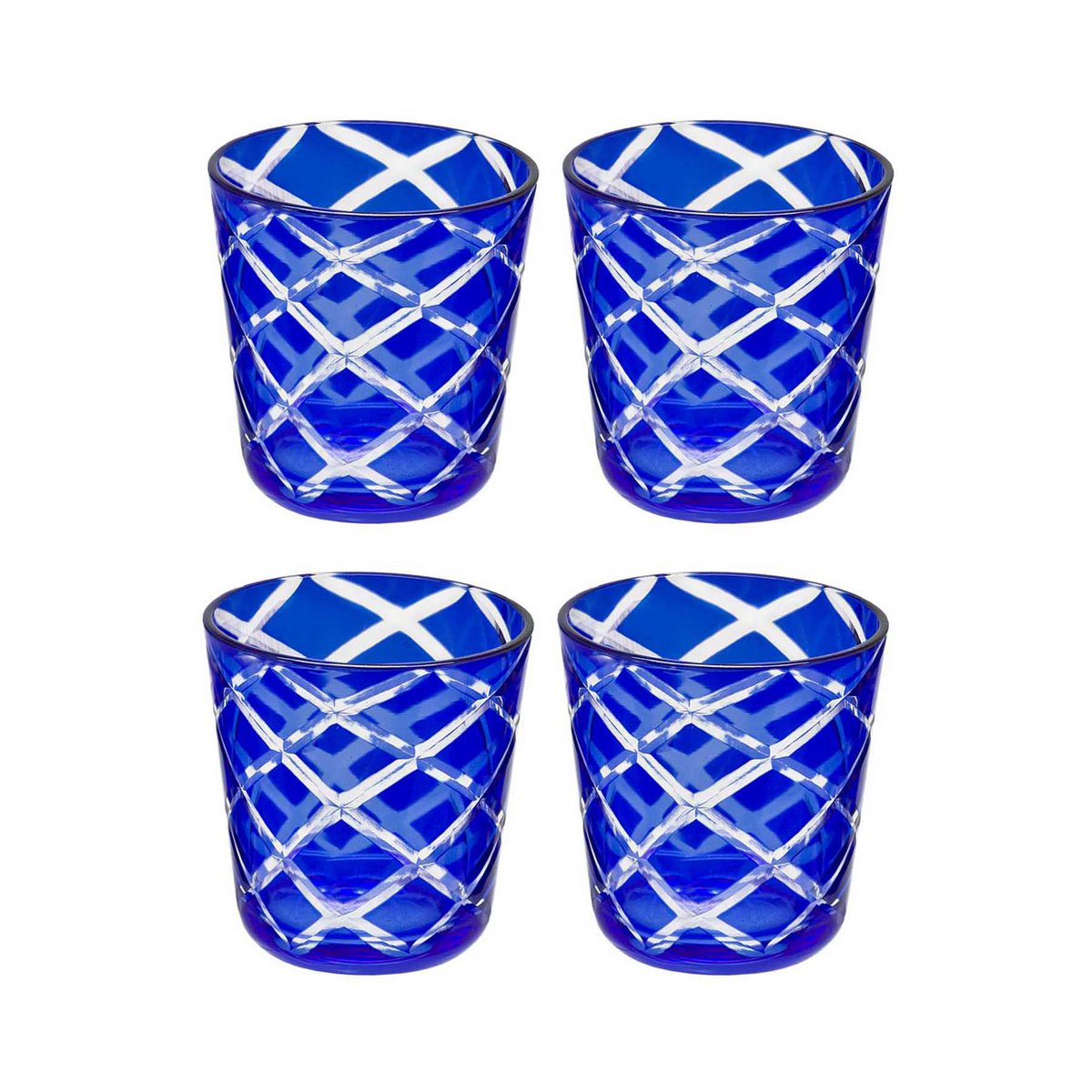 Mok Dio blauw robijnrood set van 4 H 8 cm