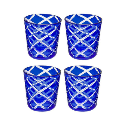 Mok Dio blauw robijnrood set van 4 H 8 cm