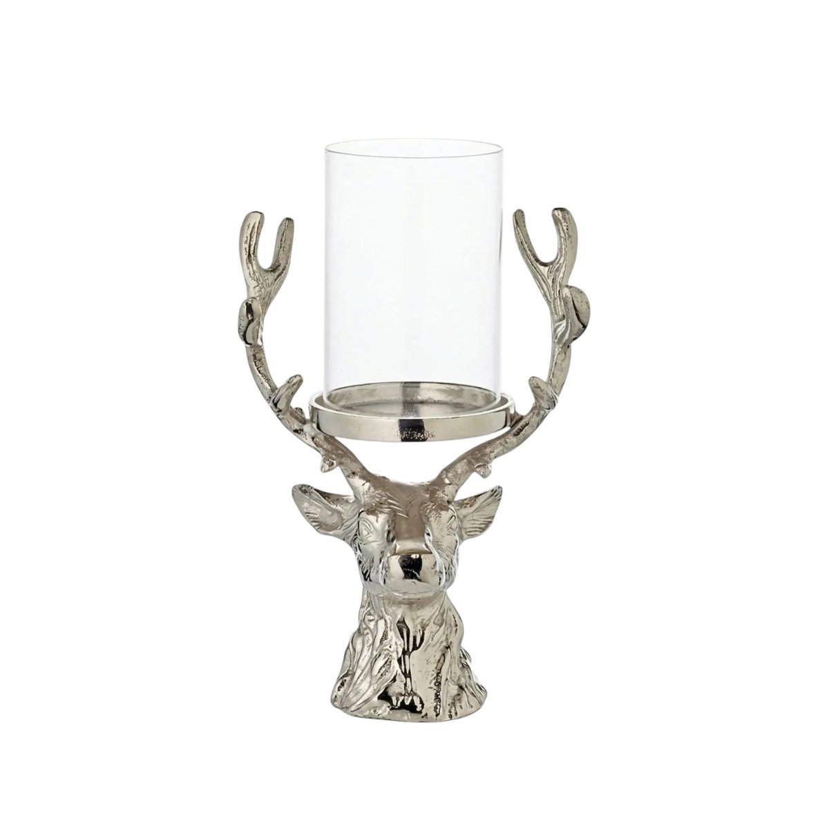 Herten Adi kandelaar (hoogte 28 cm), vernikkeld aluminium