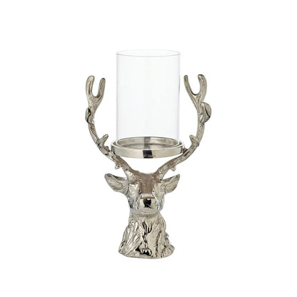 Herten Adi kandelaar (hoogte 28 cm), vernikkeld aluminium