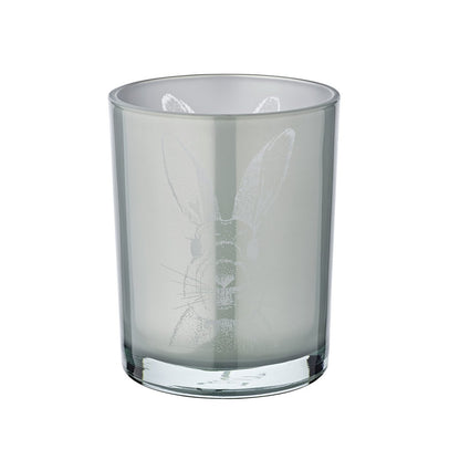 Lantaarn konijn (hoogte 12,5 cm, ø 10 cm) in grijs, theelichthouder, theelichtglas met konijnenmotief