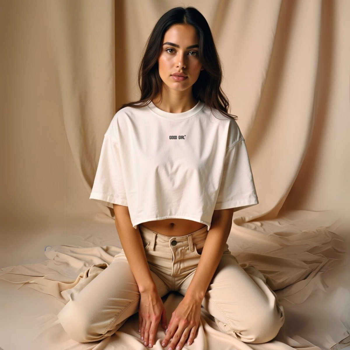 Statement Crop T-shirt "GOOD GIRL - SLECHTE GEWOONTEN" - Wit