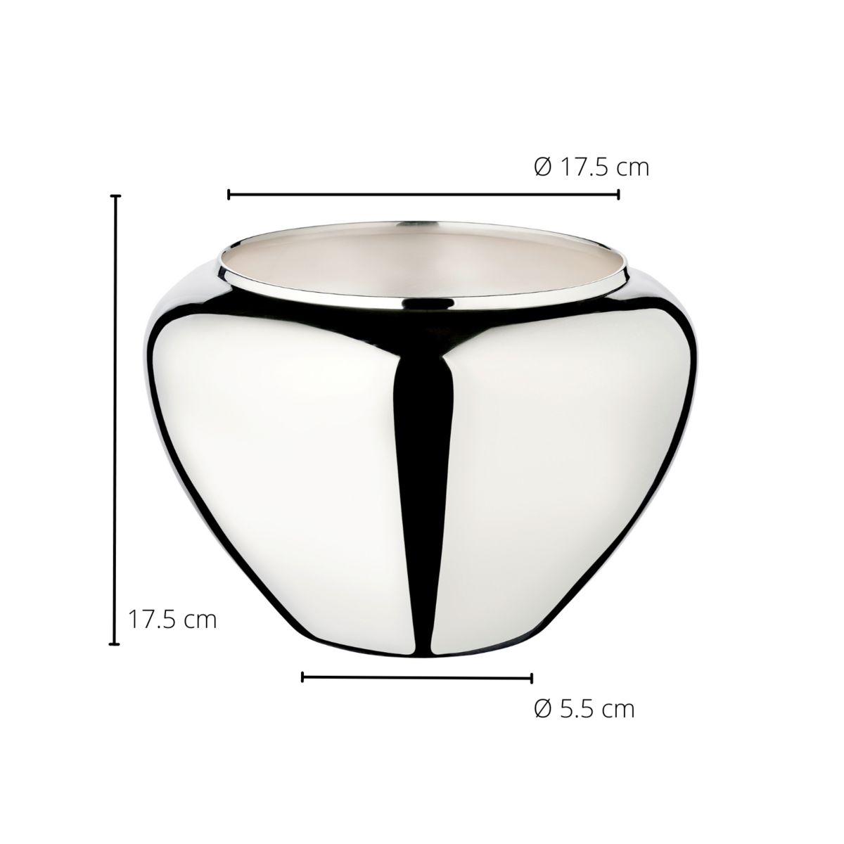 EDZARD Bloempot Madeira, verzilverd, hoogte 17 cm, diameter 25 cm, opening diameter 17 cm