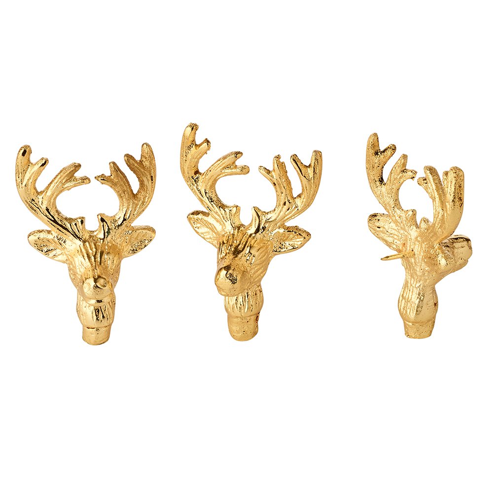 EDZARD set van 3 kandelaars elandenkandelaars, goudkleurig vernikkeld aluminium, hoogte 6 cm