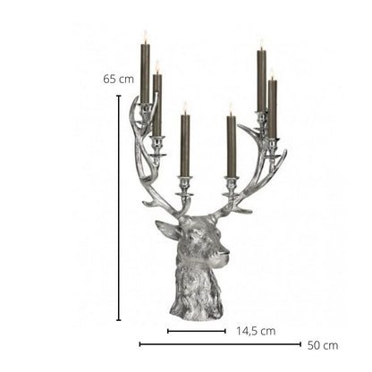 EDZARD kandelaar Hirsch Richard voor 6 kegelvormige kaarsen, hoogte 65 cm, aluminium vernikkeld, zilverkleurig