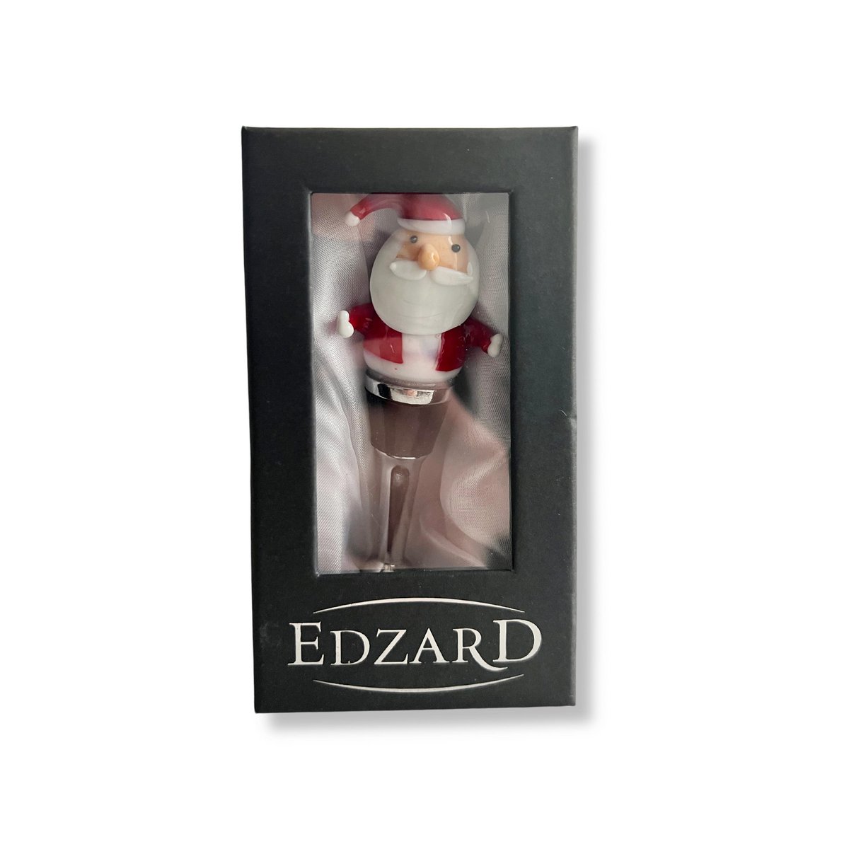 EDZARD Kerstman flessenstop (hoogte 11 cm) voor champagne, wijn en mousserende wijn, in de stijl van traditionele glaskunst, handgemaakt