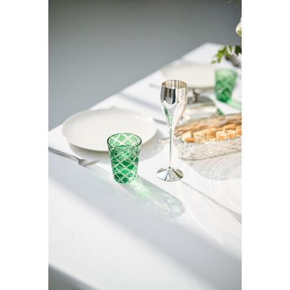 Set van 4 kristallen glazen Dio, groen, handgeslepen glas, hoogte 10 cm