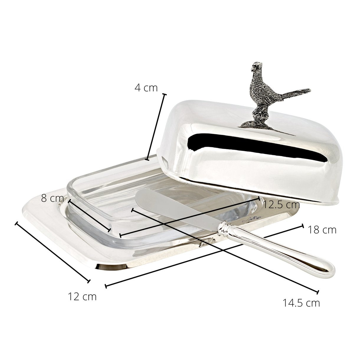 Butterdose Fasan Mit Messer (L 18 cm)