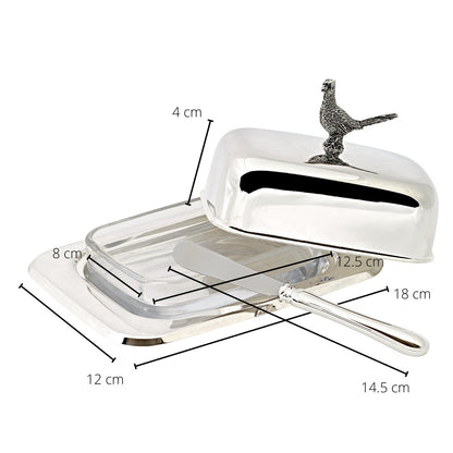 Butterdose Fasan Mit Messer (L 18 cm)