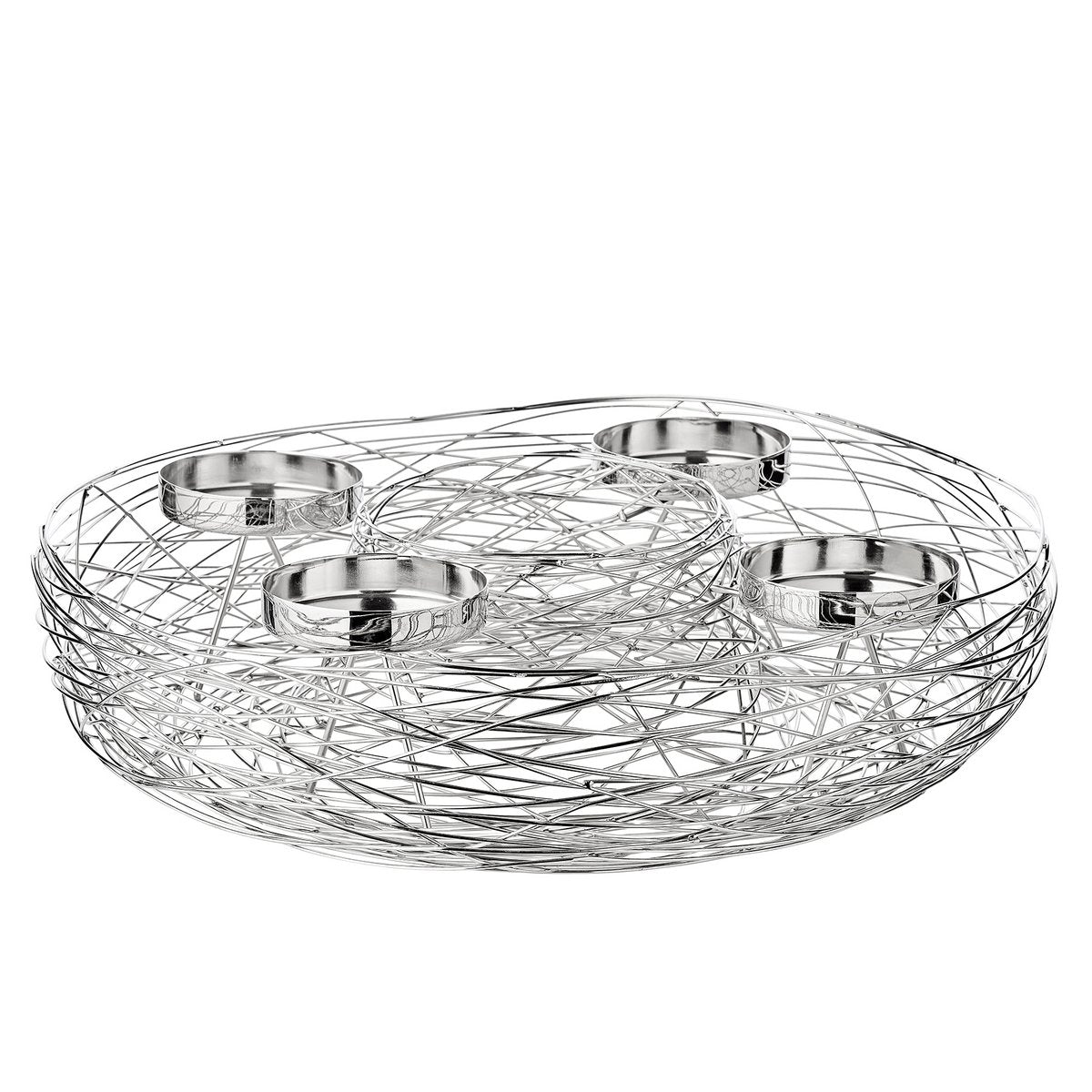 EDZARD Adventskrans Laval, roestvrij staal, vernikkeld, diameter 42 cm, voor stompkaarsen ø 6 cm
