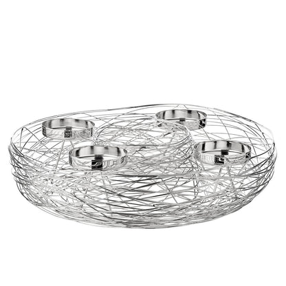 EDZARD Adventskrans Laval, roestvrij staal, vernikkeld, diameter 42 cm, voor stompkaarsen ø 6 cm