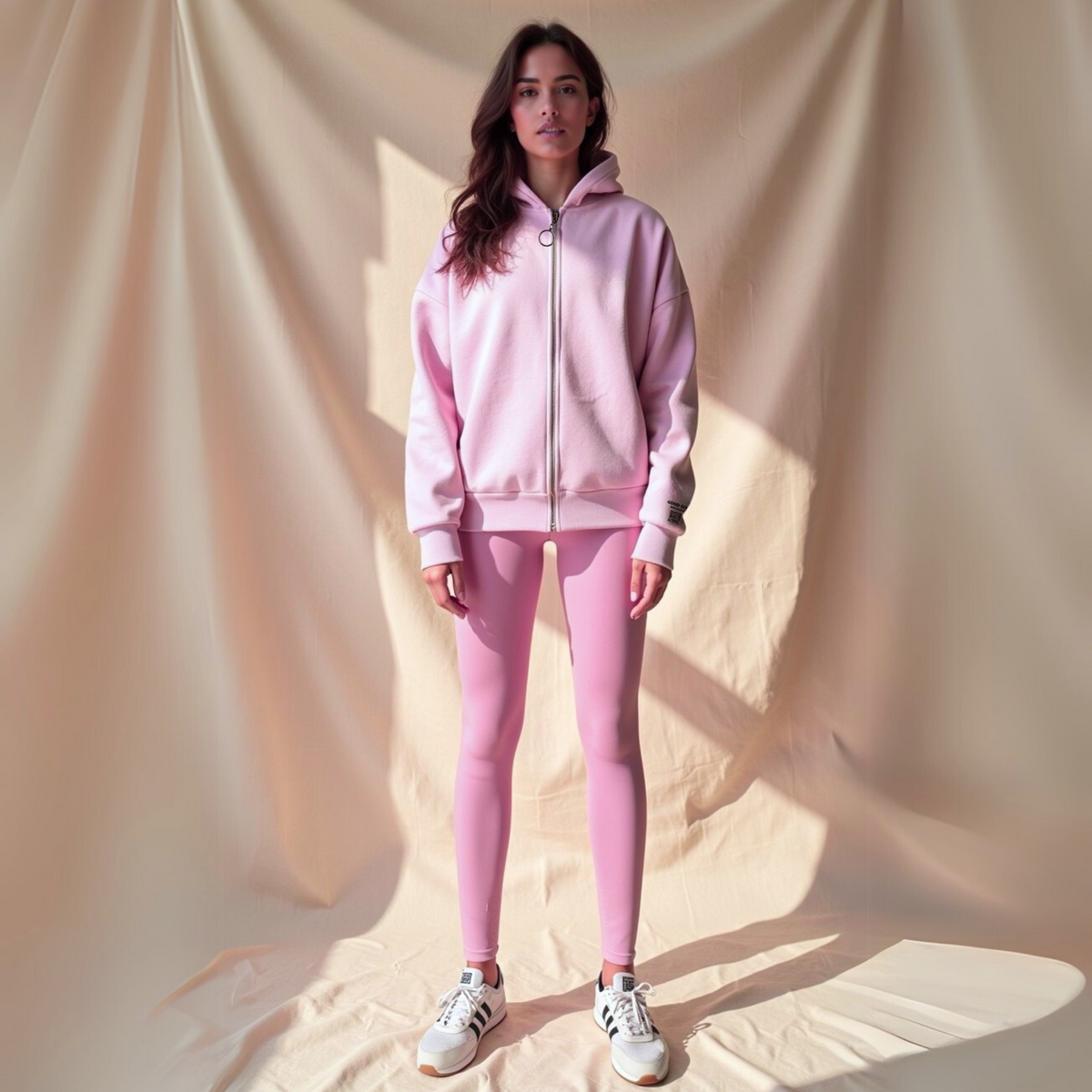 Hoodie met rits "GGBH" - roze