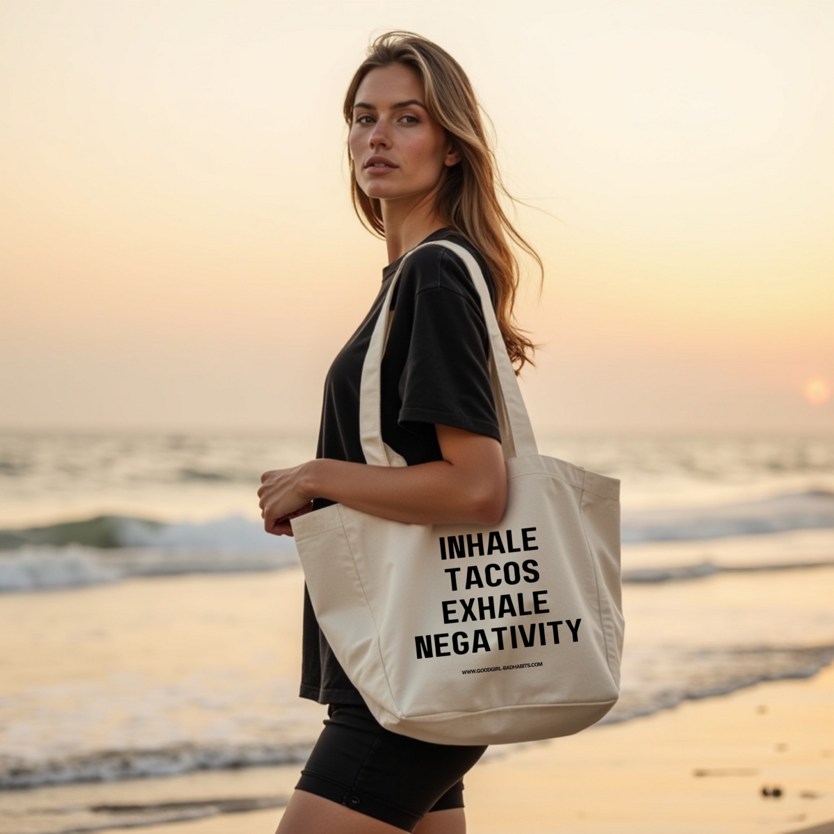 Tote Bag "Inademt taco's - uitademen Negativiteit"