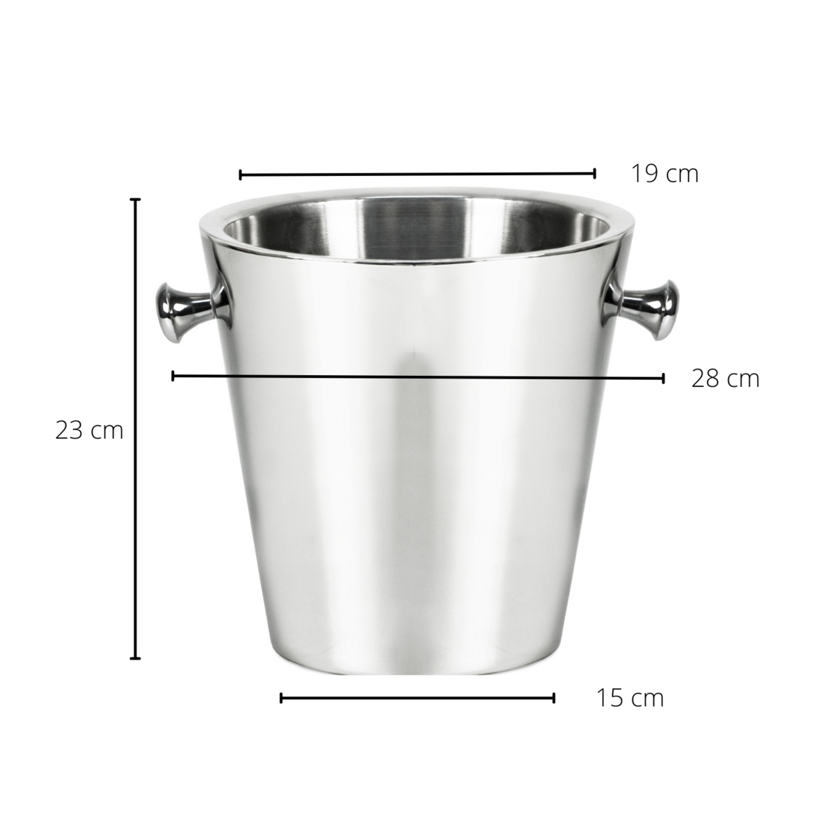 EDZARD flessenkoeler Sevilla met handgrepen, hoogglans gepolijst roestvrij staal, dubbelwandig, ø 22 cm, hoogte 23 cm