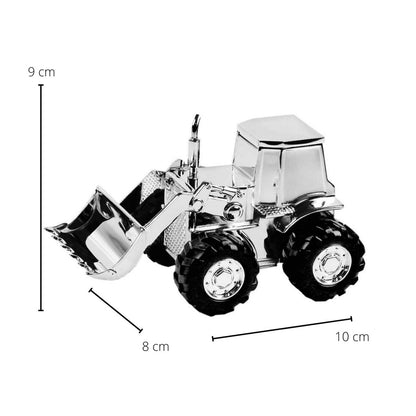EDZARD spaarpot spaarpot tractor tractor, verzilverd, aanslagbestendig, hoogte 9 cm