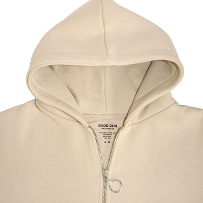 Hoodie met rits "ggbh" - beige