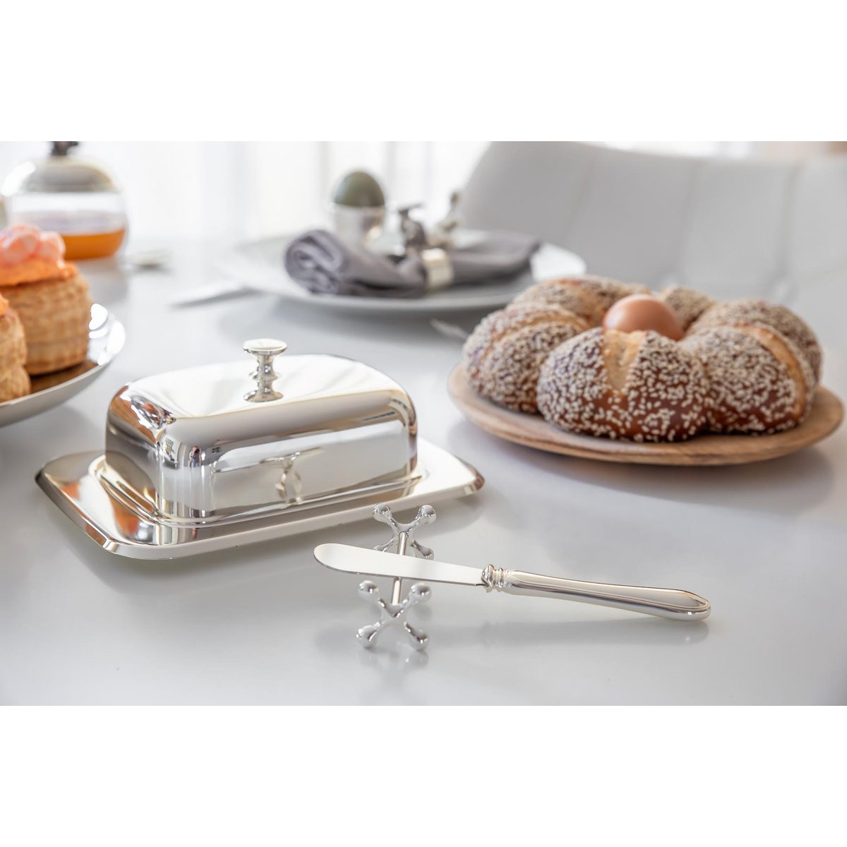 EDZARD set van 6 messteun messteun kruis, edel verzilverd, aanslag beschermd, lengte 7 cm