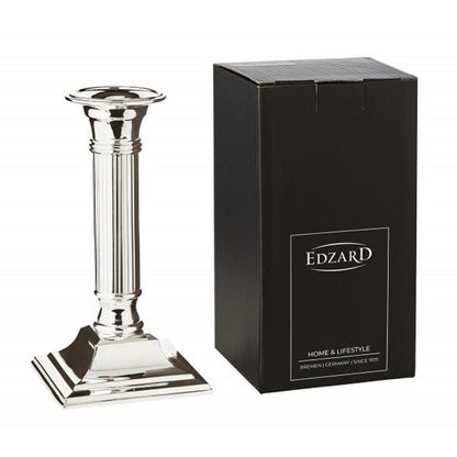 EDZARD kandelaar Lincoln voor stokkenkaarsen, geribbelde schacht, edel verzilverd, aanslag beschermd, H 15 cm