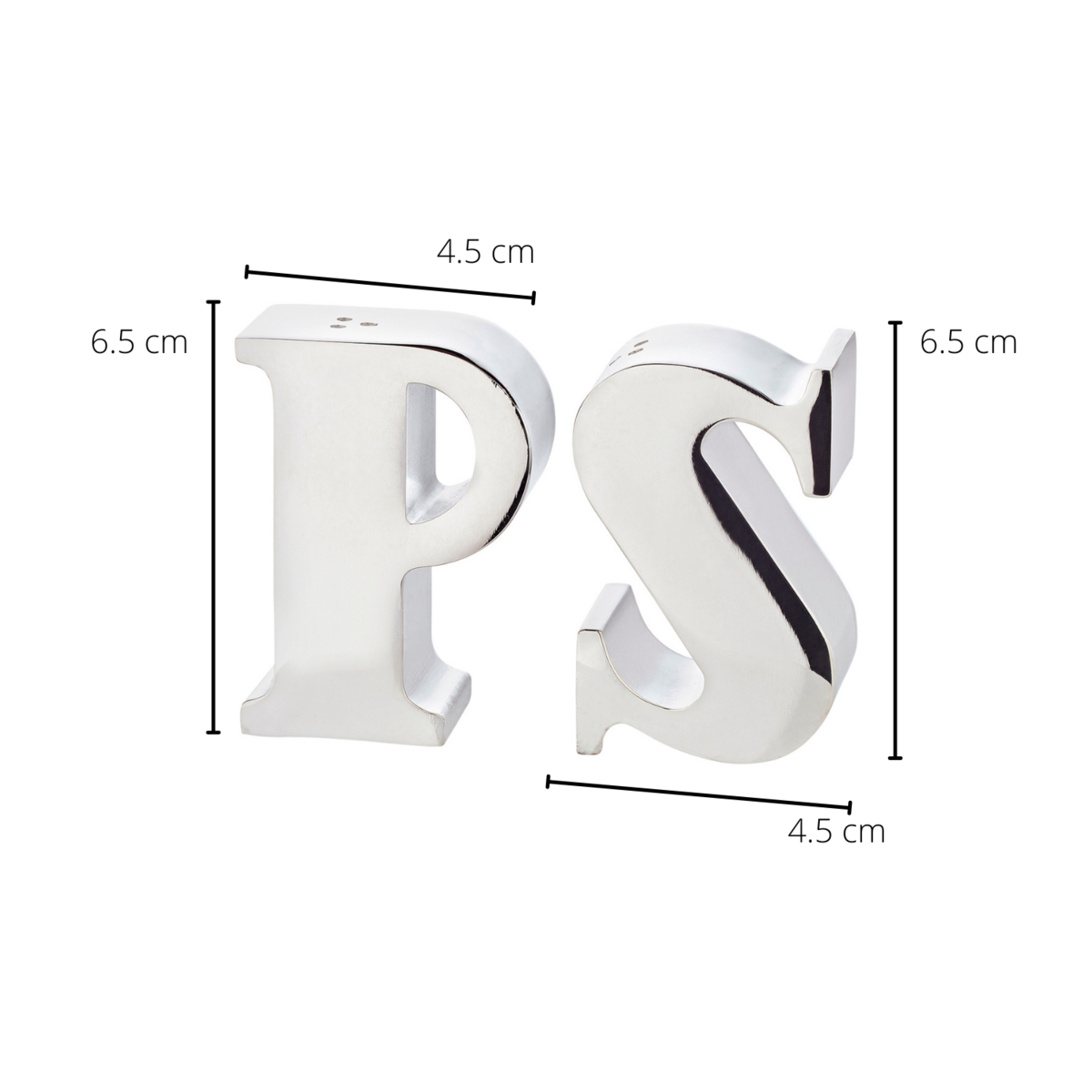 EDZARD Peper & Zoutstrooier Favre, letters P & S, verzilverd, hoogte 7 cm