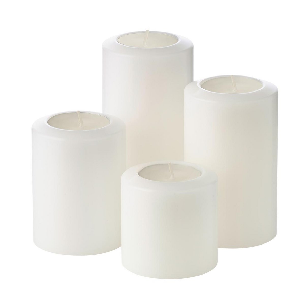 EDZARD set van 4 theelichthouders, permanente kaarsen, Cornelius Pine, ø 6 cm, hoogte 6, 8, 10, 12 cm, hittebestendig tot 90°