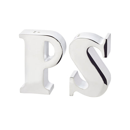 EDZARD Peper & Zoutstrooier Favre, letters P & S, verzilverd, hoogte 7 cm