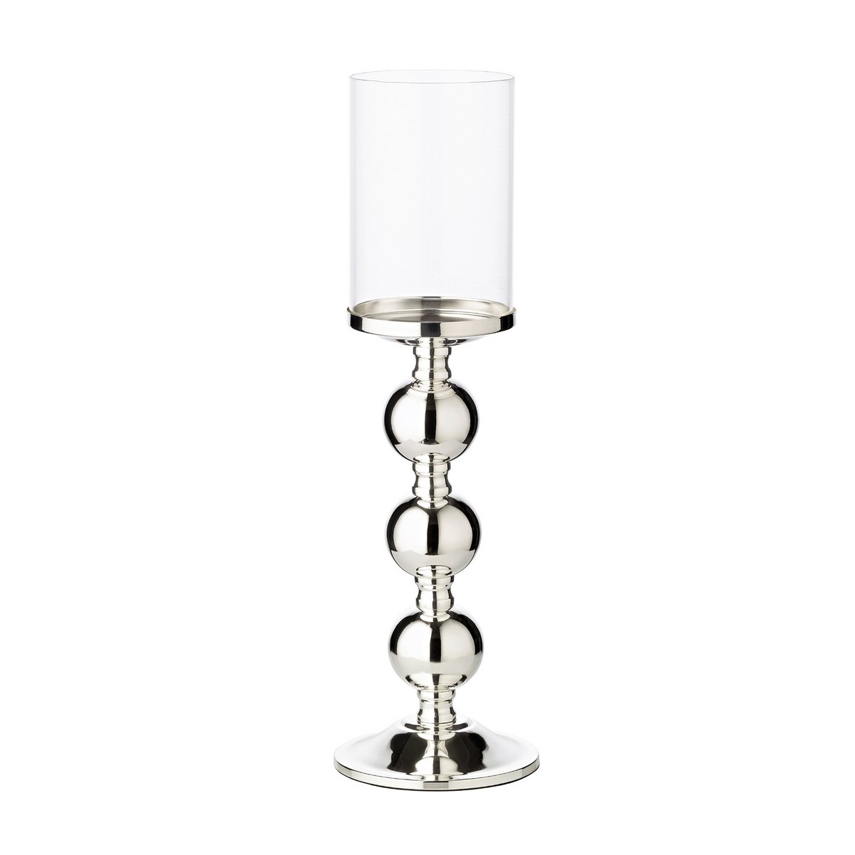 EDZARD kandelaar kandelaar Bamboe, elegant verzilverd, aanslagvrij, met glas, hoogte 43 cm
