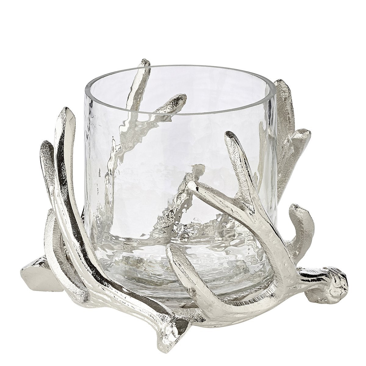 EDZARD lantaarn Kingston, gewei-design, aluminium, zilverkleurig, met glas, hoogte 13 cm, ø 15 cm