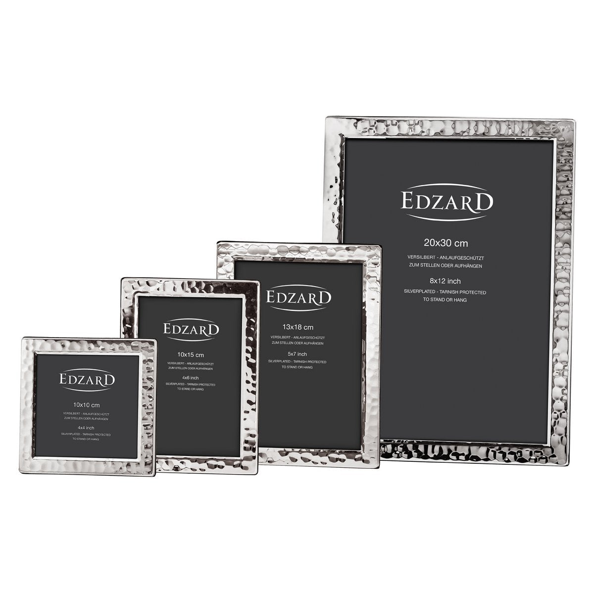EDZARD Pavia fotolijst voor foto's (DIN A4 - 21 x 29,7 cm), verzilverd, aanslagbestendig, 2 hangers