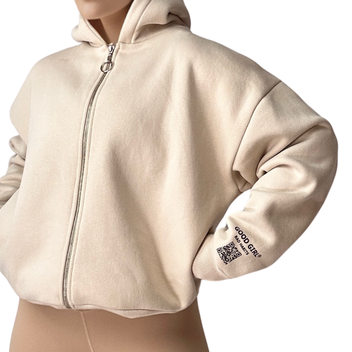 Hoodie met rits "GGBH" - roze