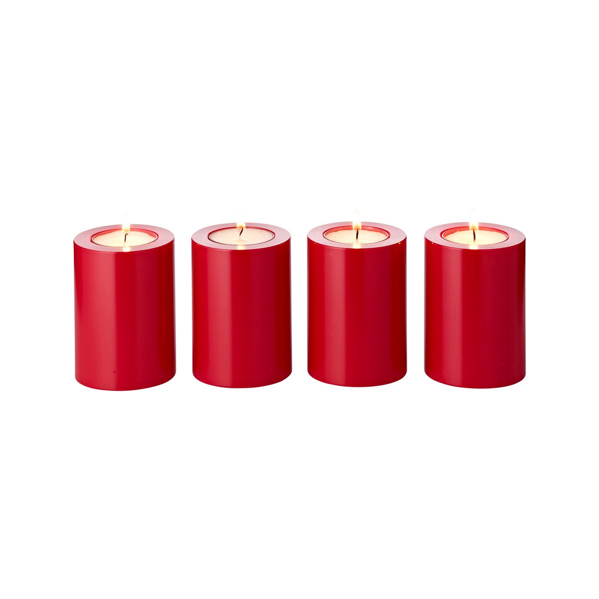 Edzard 4 Set theelichthouder Cornelius rood Ø 6 cm H 8 cm, winterse houder hittebestendig 90 °