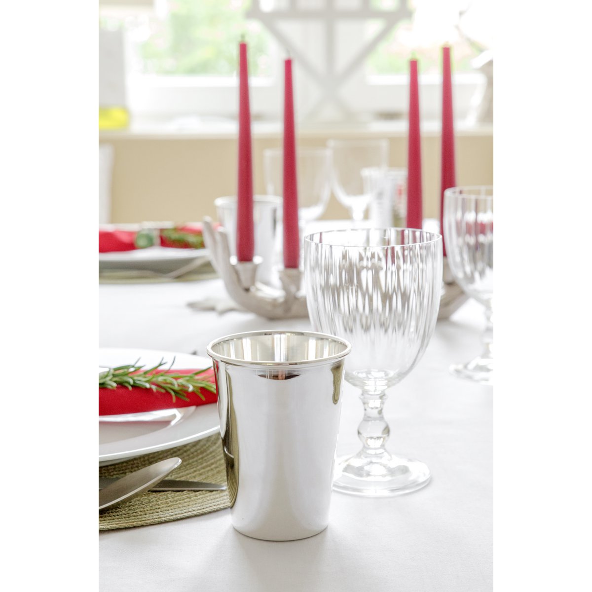 Mido mok set van 2, H 10 cm, elegant verzilverd