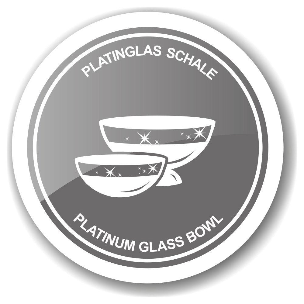 Glazen pot Lia (H 12 cm, ø 13 cm), mondgeblazen kristalglas met platina rand