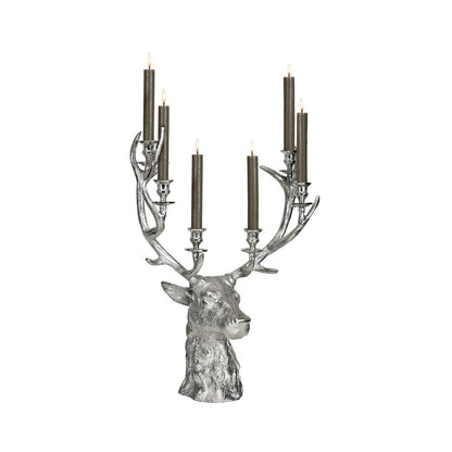 EDZARD kandelaar Hirsch Richard voor 6 kegelvormige kaarsen, hoogte 65 cm, aluminium vernikkeld, zilverkleurig