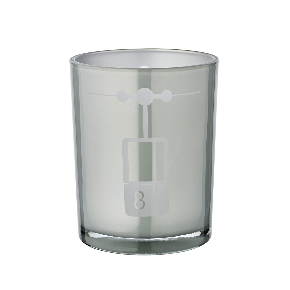 Windlichtlift (hoogte 13 cm, ø 10 cm) in grijs, windlicht met sportief skiliftmotief