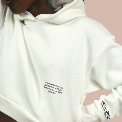 Crop hoodie "twintig jaar over nu" - Weiss