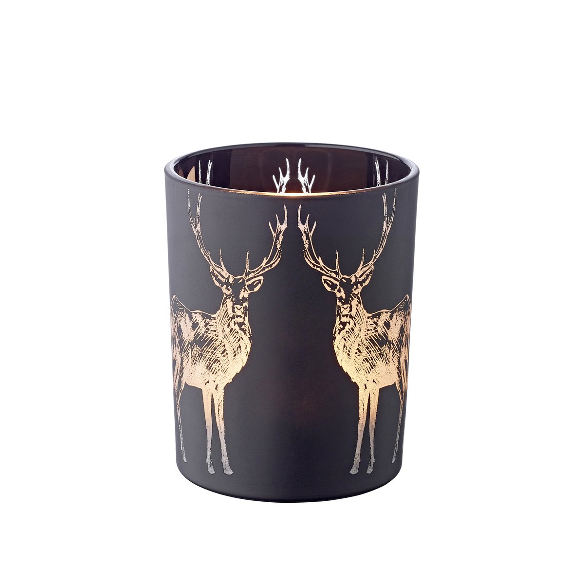 EDZARD theelichthouder Tiu, mat zwart glas, hoogte 13 cm